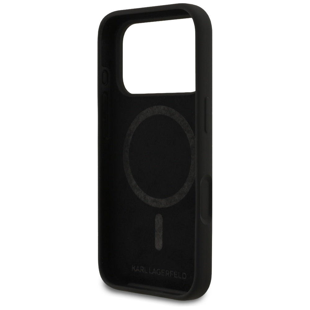 Custodia per Apple iPhone 17 Pro, Karl Lagerfeld, Sketch and Logo Karl, Nera