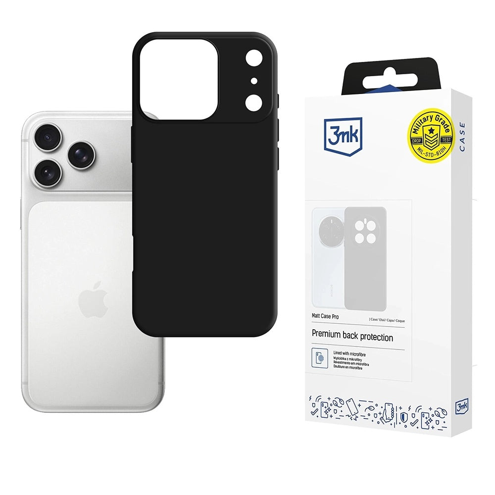 Custodia per Apple iPhone 17 Pro Max, 3MK, Pro, Nera Opaca