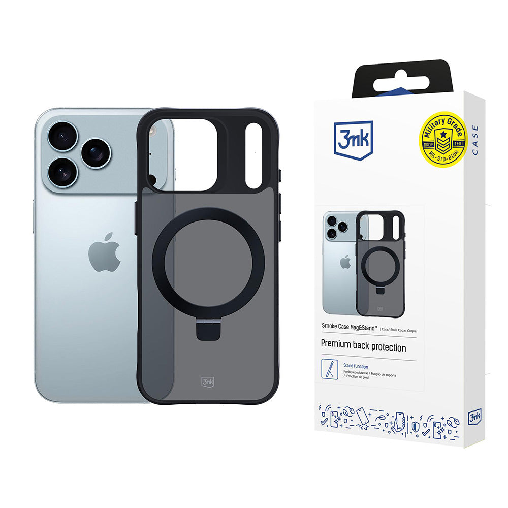 Custodia per Apple iPhone 17 Pro Max, 3MK, Smoke MagStand, Nera