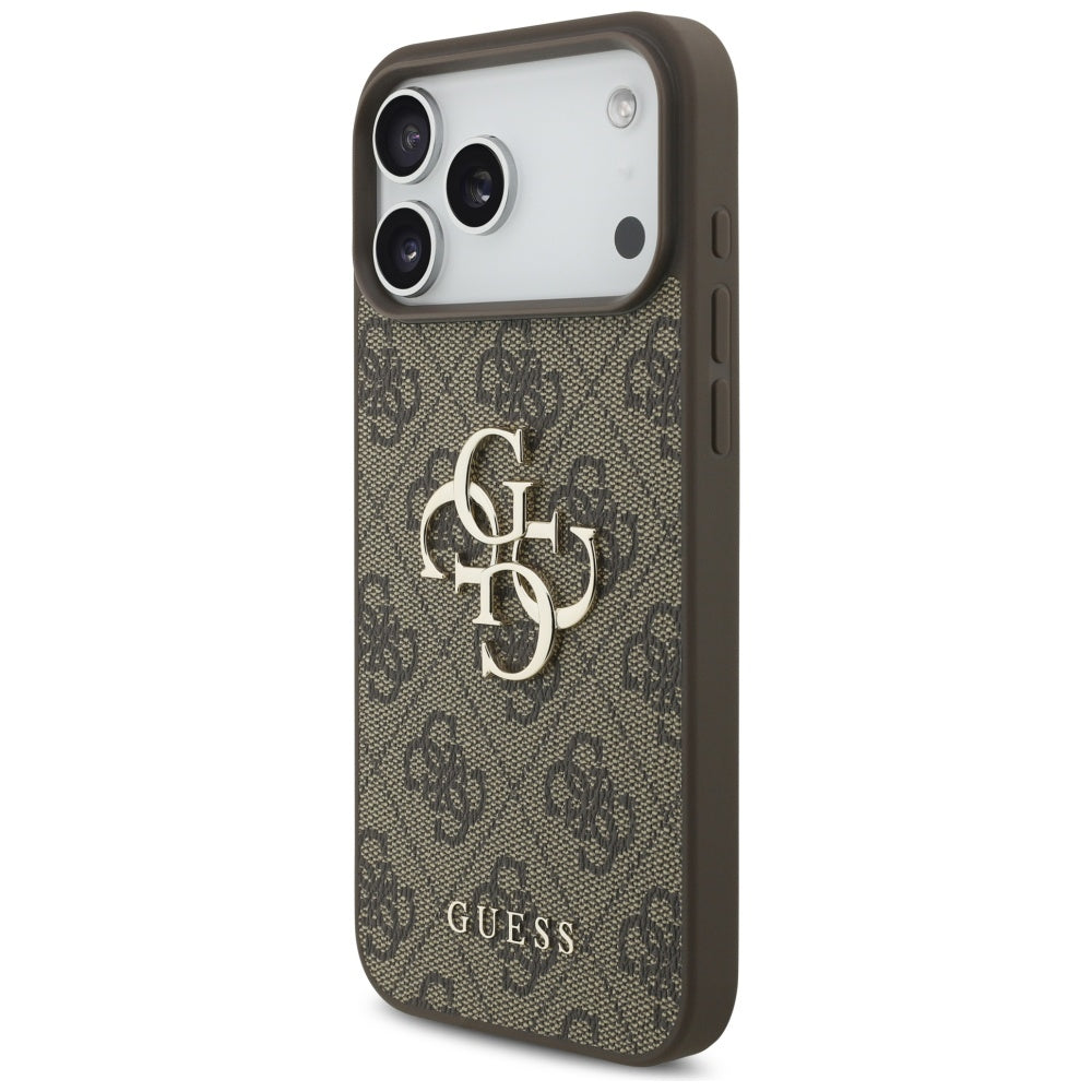 Custodia per Apple iPhone 17 Pro Max, Guess, 4G Classic Logo con Cinturino di Perle, Marrone