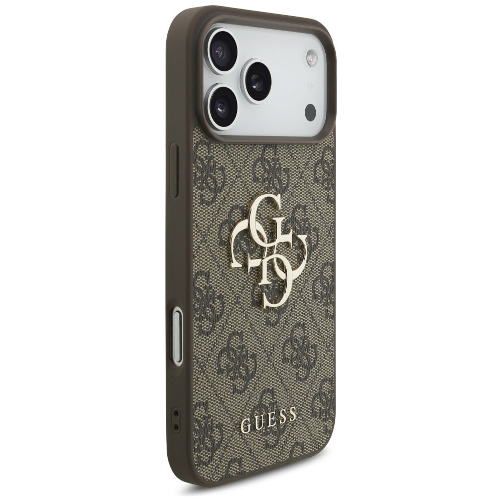 Custodia per Apple iPhone 17 Pro Max, Guess, 4G Classic Logo con Cinturino di Perle, Marrone