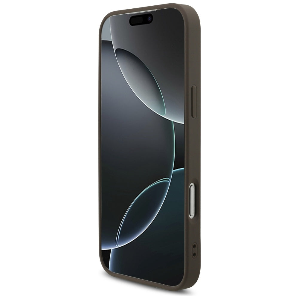 Custodia per Apple iPhone 17 Pro Max, Guess, 4G Classic Logo con Cinturino di Perle, Marrone