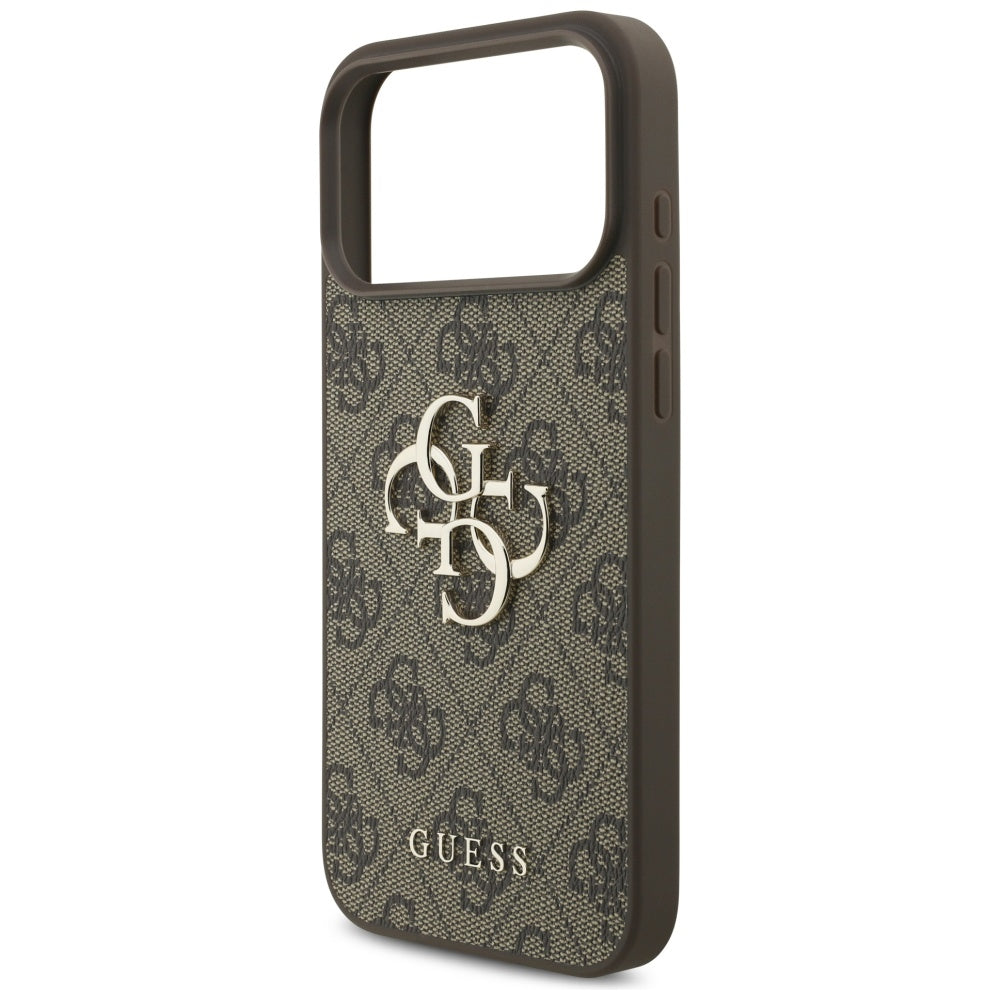 Custodia per Apple iPhone 17 Pro Max, Guess, 4G Classic Logo con Cinturino di Perle, Marrone