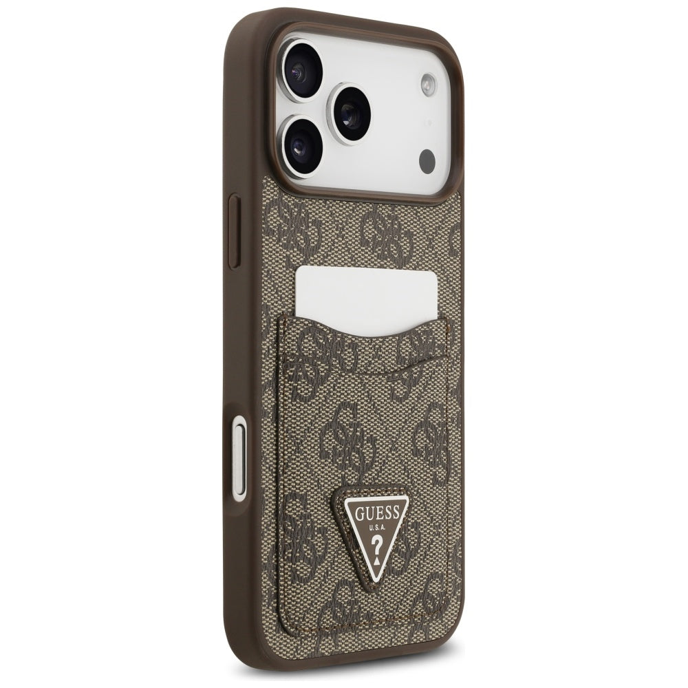 Case for Apple iPhone 17 Pro Max, Guess, 4G Double Card Triangle, Brown