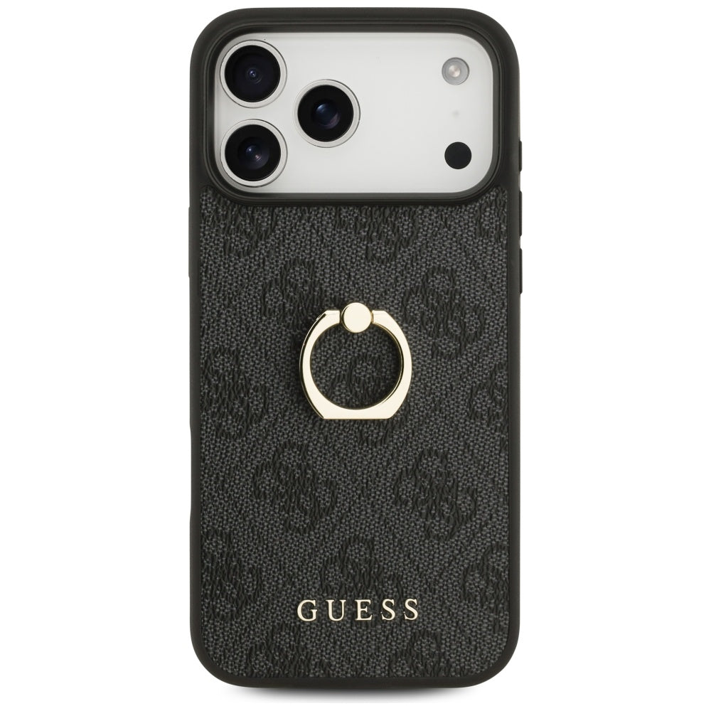 Custodia per Apple iPhone 17 Pro Max, Guess, 4G Ring Stand, Nera