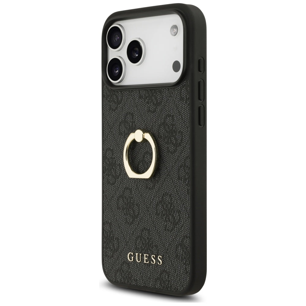 Custodia per Apple iPhone 17 Pro Max, Guess, 4G Ring Stand, Nera