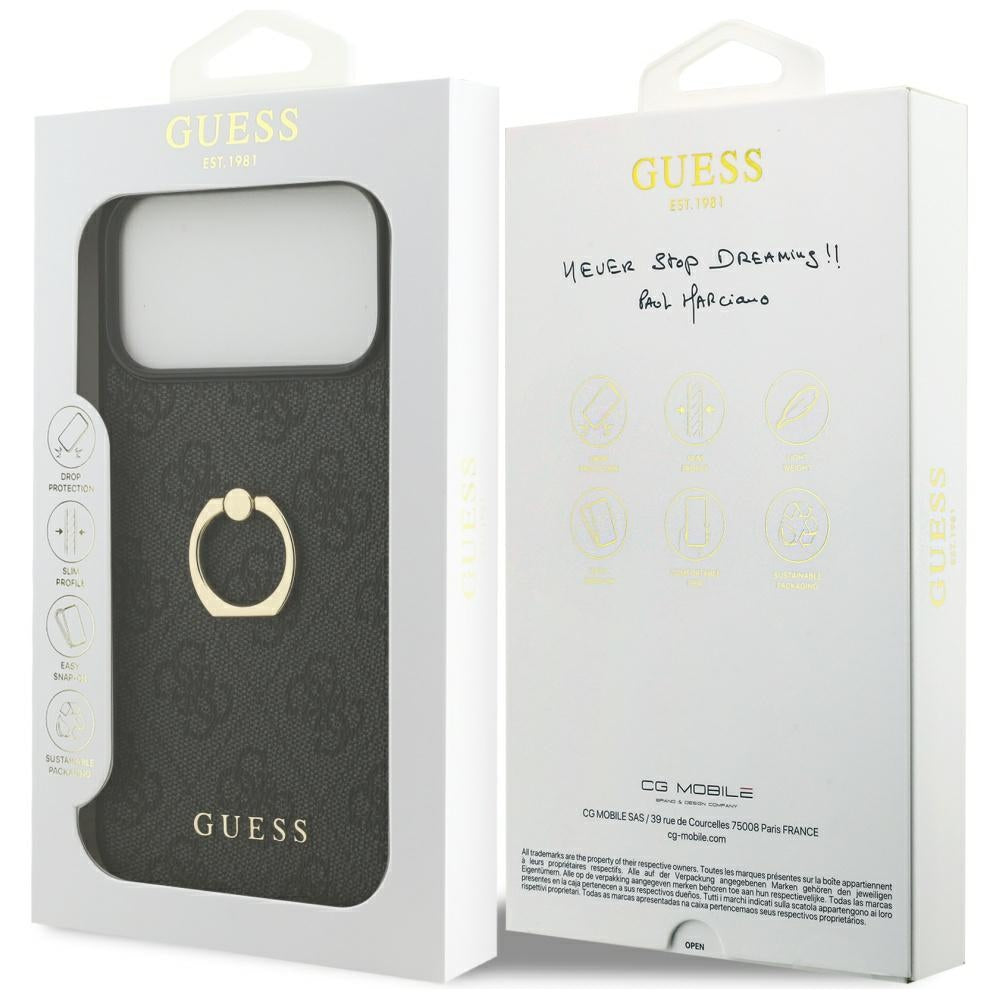 Custodia per Apple iPhone 17 Pro Max, Guess, 4G Ring Stand, Nera