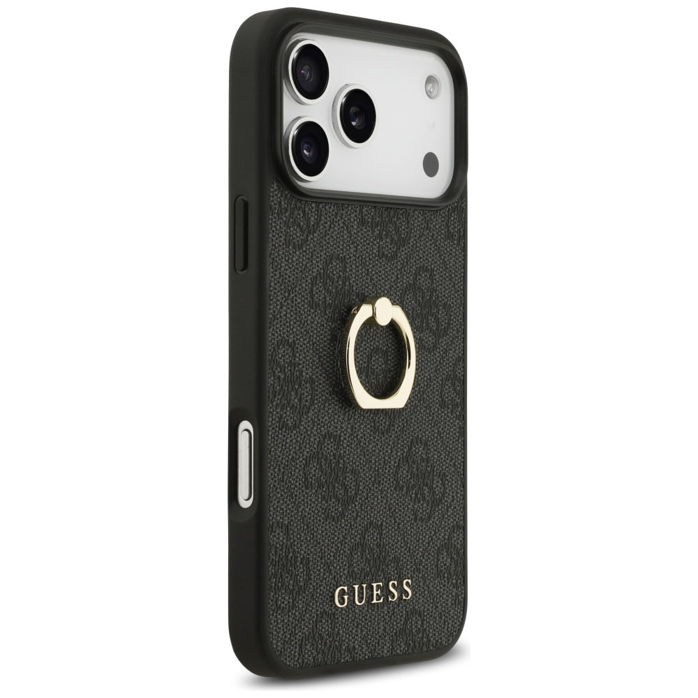 Custodia per Apple iPhone 17 Pro Max, Guess, 4G Ring Stand, Nera
