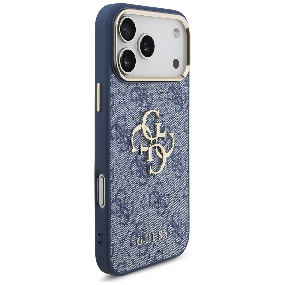 Custodia per Apple iPhone 17 Pro Max, Guess, Big 4G Logo Classic, Blu Dorato