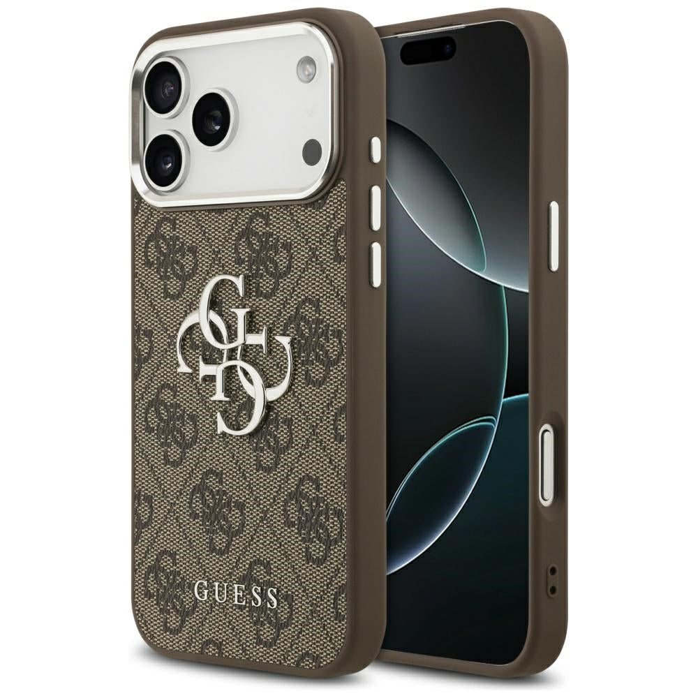 Custodia per Apple iPhone 17 Pro Max, Guess, Big 4G Logo Classic, Marrone Argentato