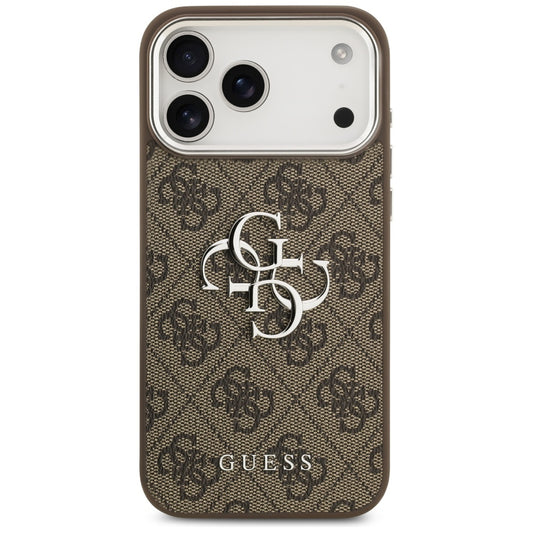 Custodia per Apple iPhone 17 Pro Max, Guess, Big 4G Logo Classic, Marrone Argentato