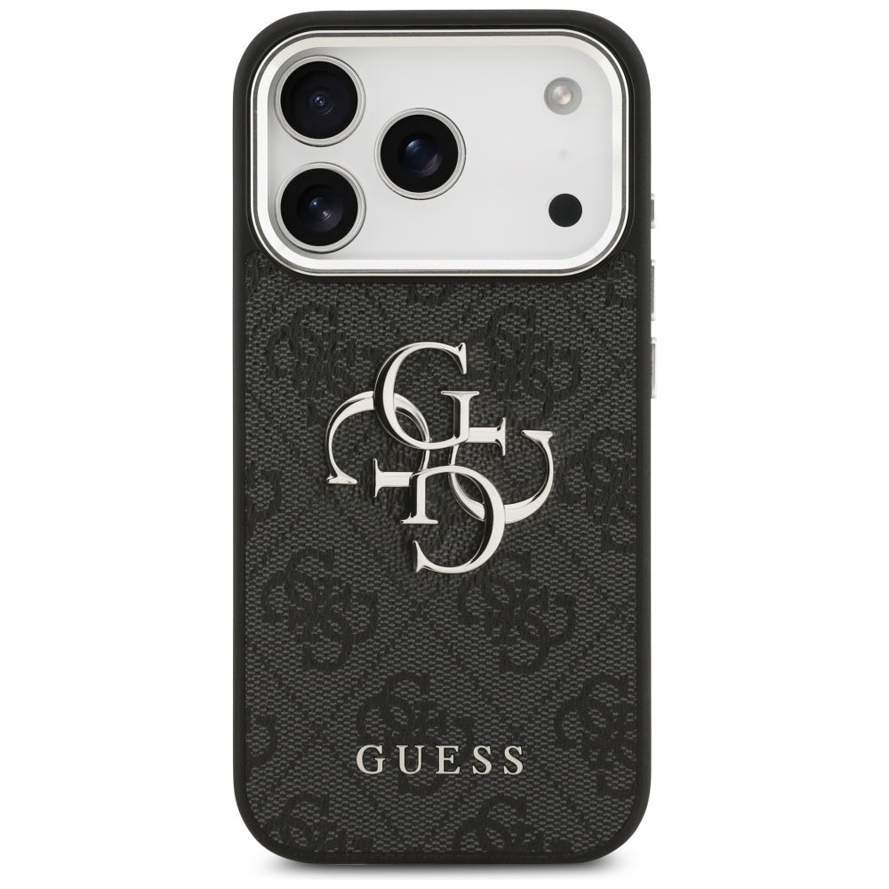 Custodia per Apple iPhone 17 Pro Max, Guess, Big 4G Logo Classic, Nera Argentata