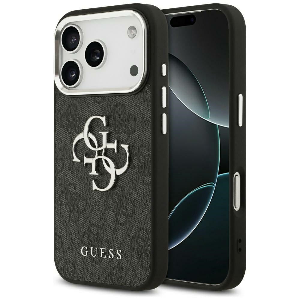 Custodia per Apple iPhone 17 Pro Max, Guess, Big 4G Logo Classic, Nera Argentata