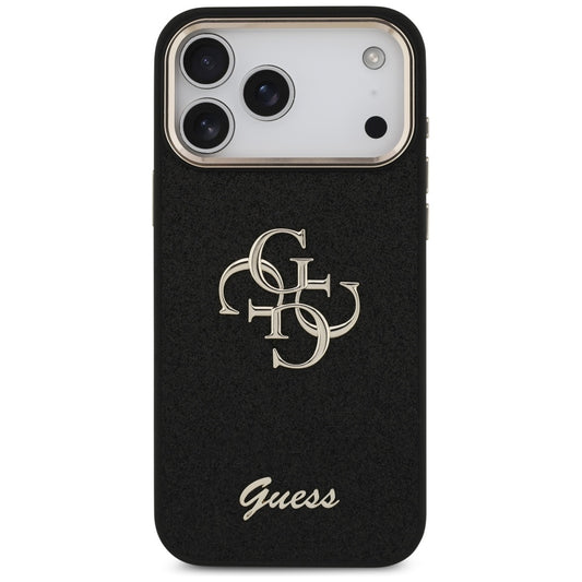 Custodia per Apple iPhone 17 Pro Max, Guess, Fixed Glitter Big 4G Metal Frame, Nera