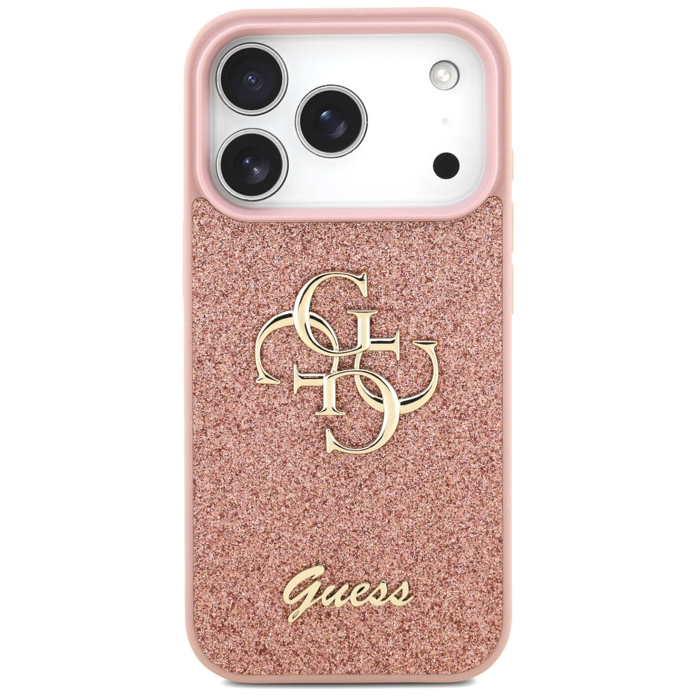 Custodia per Apple iPhone 17 Pro Max, Guess, Fixed Glitter Big 4G, Rosa