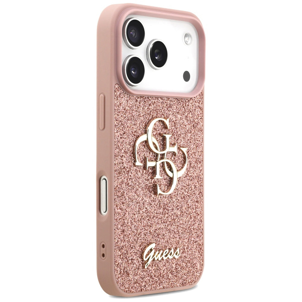 Custodia per Apple iPhone 17 Pro Max, Guess, Fixed Glitter Big 4G, Rosa