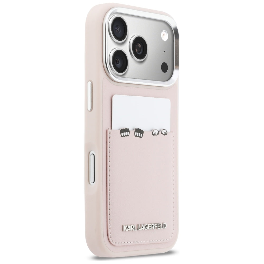 Custodia per Apple iPhone 17 Pro Max, Karl Lagerfeld, Karl & Choupette Print with Pocket, Rosa