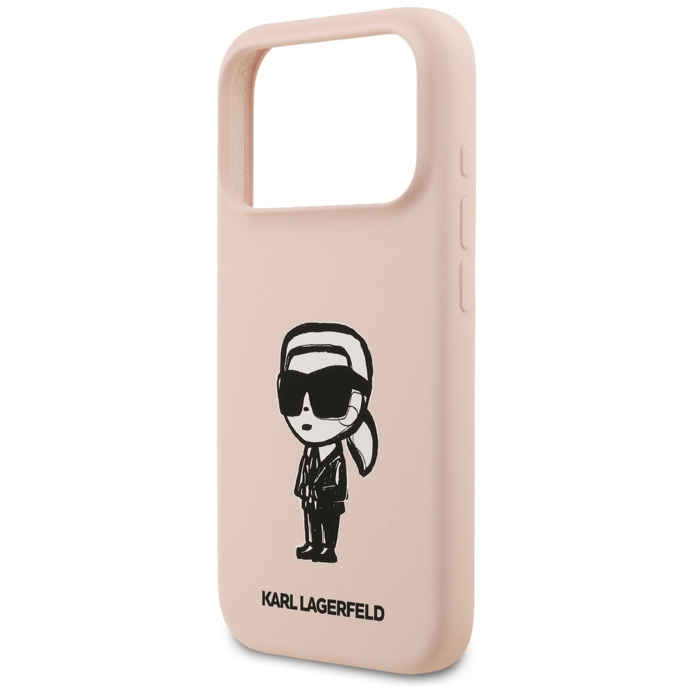 Custodia per Apple iPhone 17 Pro Max, Karl Lagerfeld, Sketch and Logo Karl, Rosa