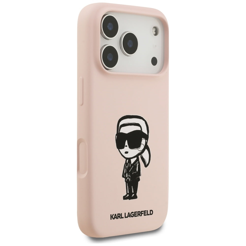 Custodia per Apple iPhone 17 Pro Max, Karl Lagerfeld, Sketch and Logo Karl, Rosa