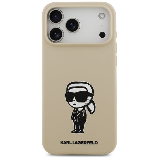 Custodia per Apple iPhone 17 Pro Max, Karl Lagerfeld, Sketch and Logo Karl, Marrone
