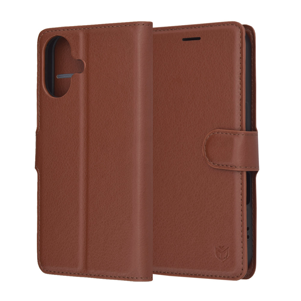 Custodia per Apple iPhone 17, Techsuit, Leather Folio, Marrone