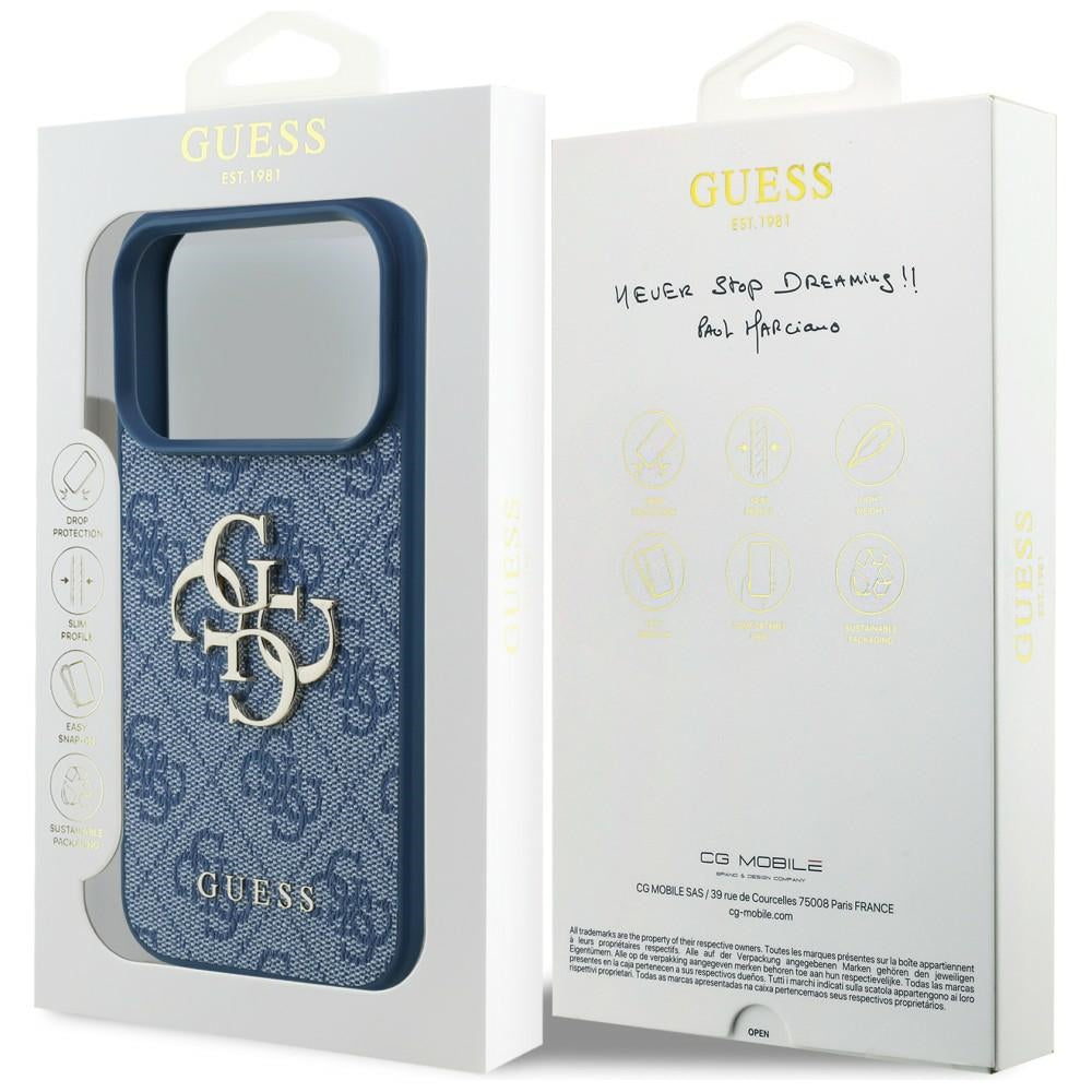 Custodia per Apple iPhone 18 Pro / 17 Pro, Guess, 4G Big Logo, Blu