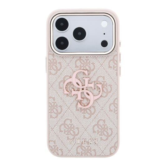 Custodia per Apple iPhone 18 Pro / 17 Pro, Guess, Logo 4G Grande in Resina, Rosa