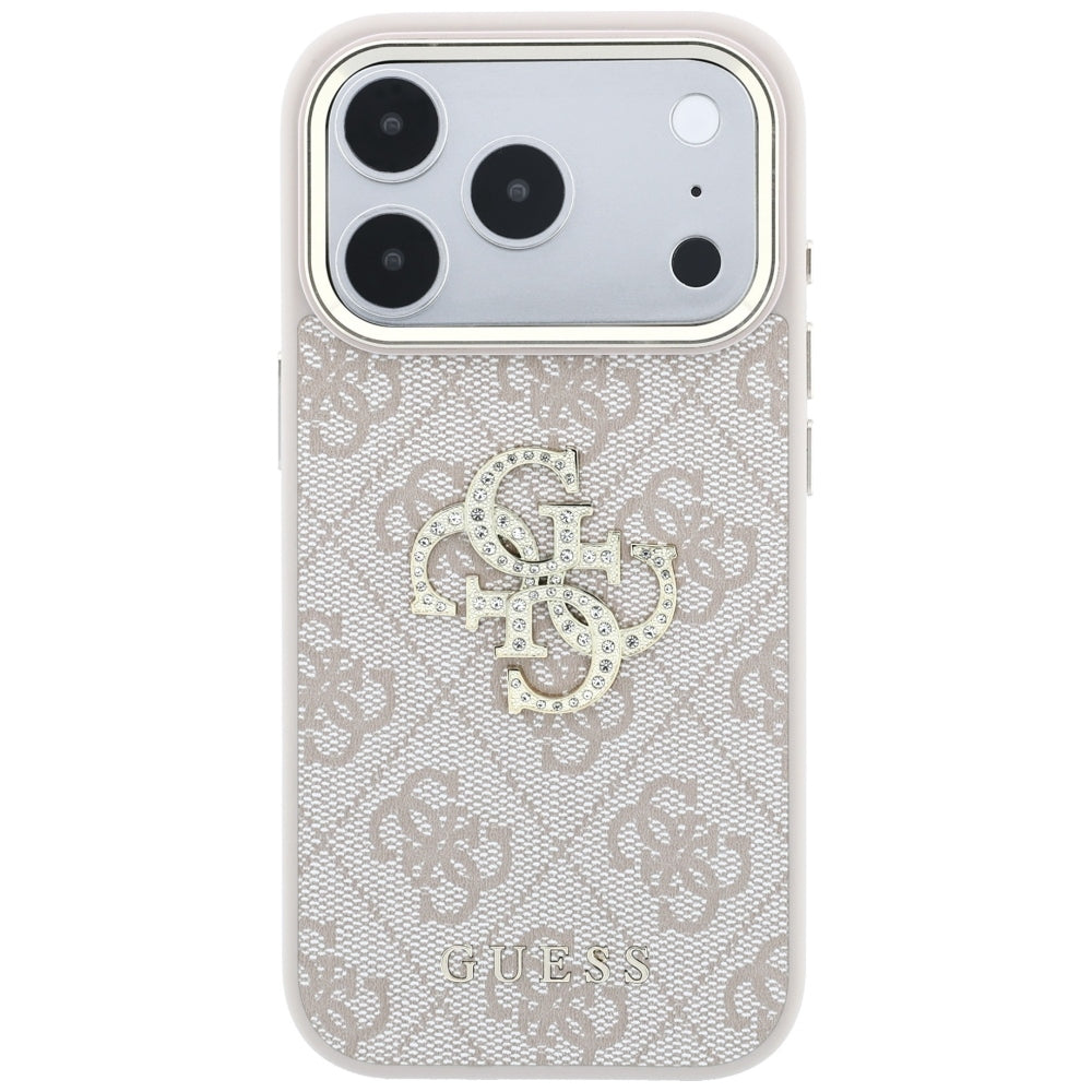 Custodia per Apple iPhone 18 Pro / 17 Pro, Guess, 4G Big Strass Logo, Rosa