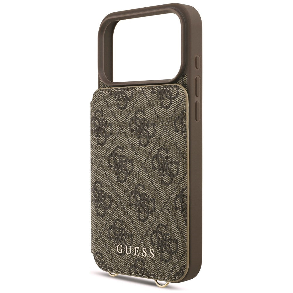 Custodia per Apple iPhone 18 Pro / 17 Pro, Guess, 4G Crossbody Cardslot, Marrone