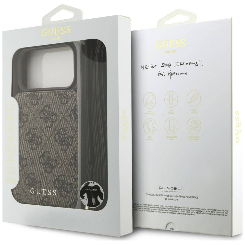 Custodia per Apple iPhone 18 Pro / 17 Pro, Guess, 4G Crossbody Cardslot, Marrone
