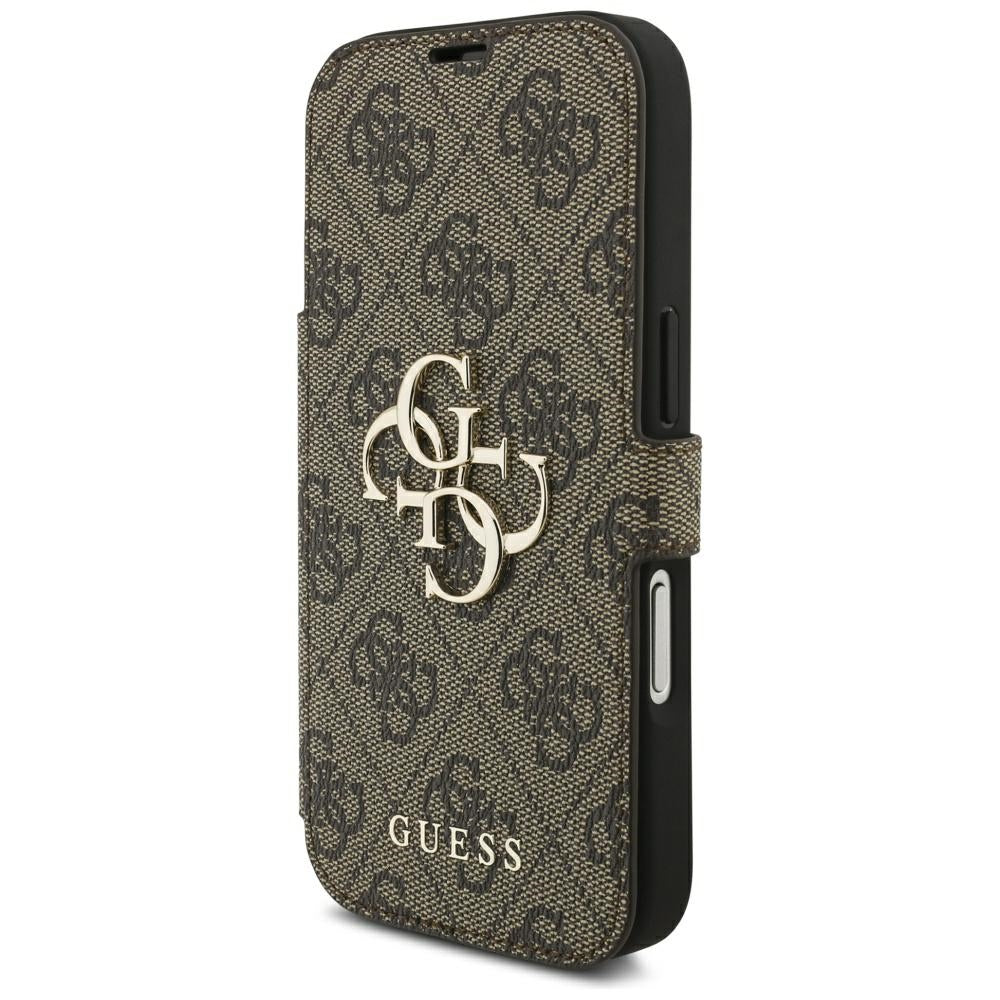 Custodia per Apple iPhone 18 Pro / 17 Pro, Guess, Logo Metallico 4G, Marrone