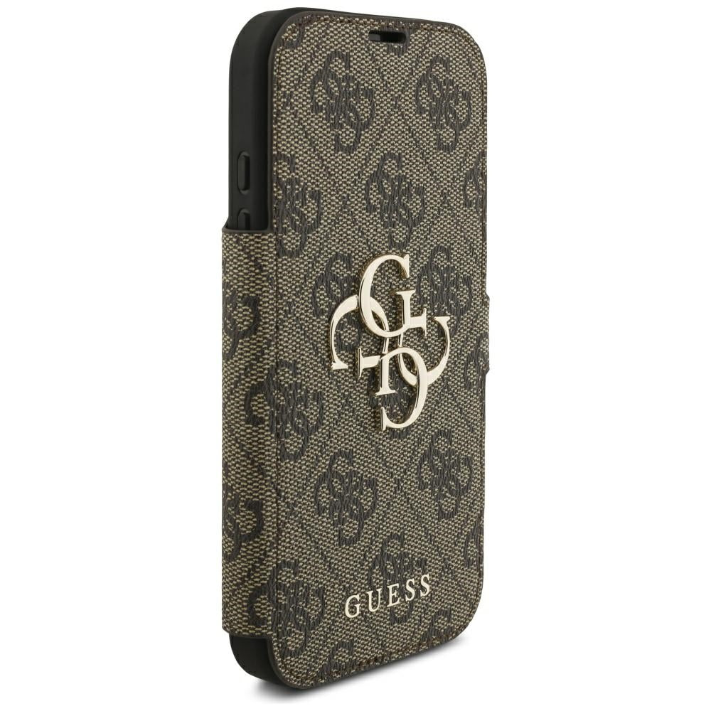 Custodia per Apple iPhone 18 Pro / 17 Pro, Guess, Logo Metallico 4G, Marrone