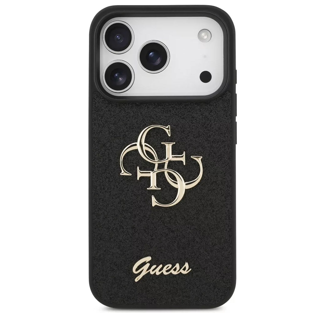 Custodia per Apple iPhone 18 Pro / 17 Pro, Guess, Fixed Glitter Big 4G, Nera