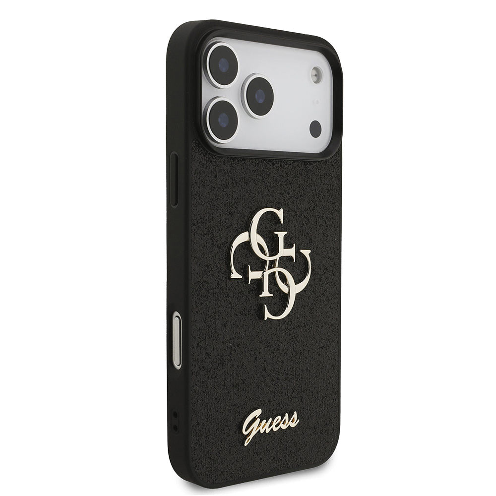 Custodia per Apple iPhone 18 Pro / 17 Pro, Guess, Fixed Glitter Big 4G, Nera