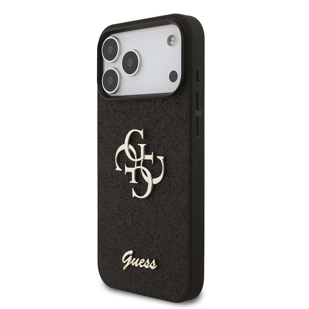Custodia per Apple iPhone 18 Pro / 17 Pro, Guess, Fixed Glitter Big 4G, Nera