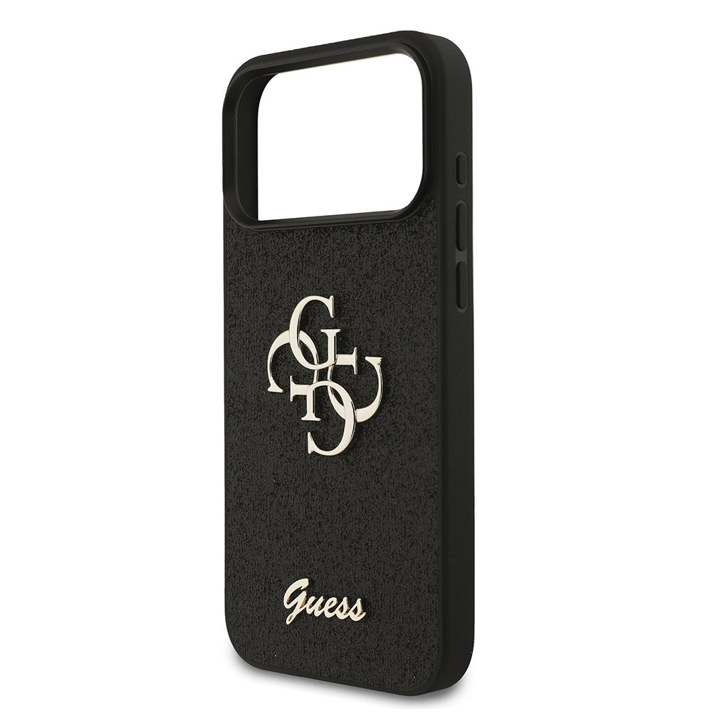Custodia per Apple iPhone 18 Pro / 17 Pro, Guess, Fixed Glitter Big 4G, Nera