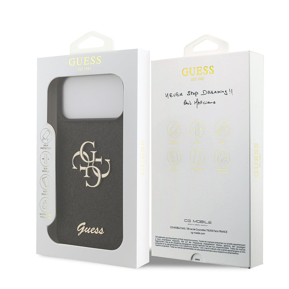 Custodia per Apple iPhone 18 Pro / 17 Pro, Guess, Fixed Glitter Big 4G, Nera