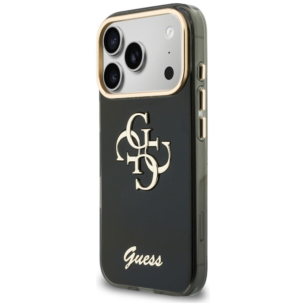 Custodia per Apple iPhone 18 Pro / 17 Pro, Guess, IML 4G Metal Script, Nera