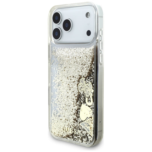 Custodia per Apple iPhone 18 Pro / 17 Pro, Guess, Liquid Glitter Charms, dorata