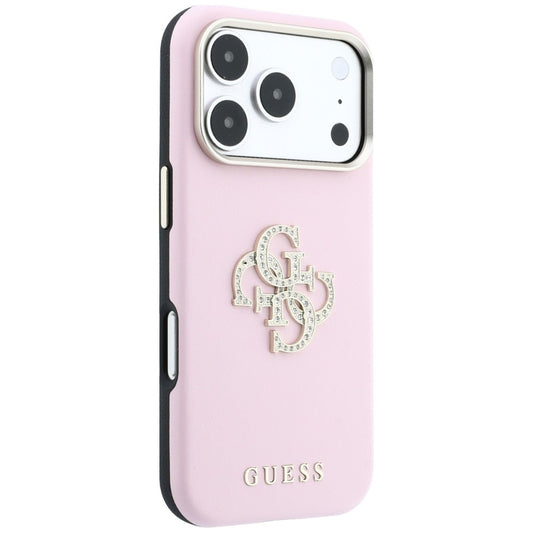 Custodia per Apple iPhone 18 Pro / 17 Pro, Guess, Smooth Big Strass Logo, rosa