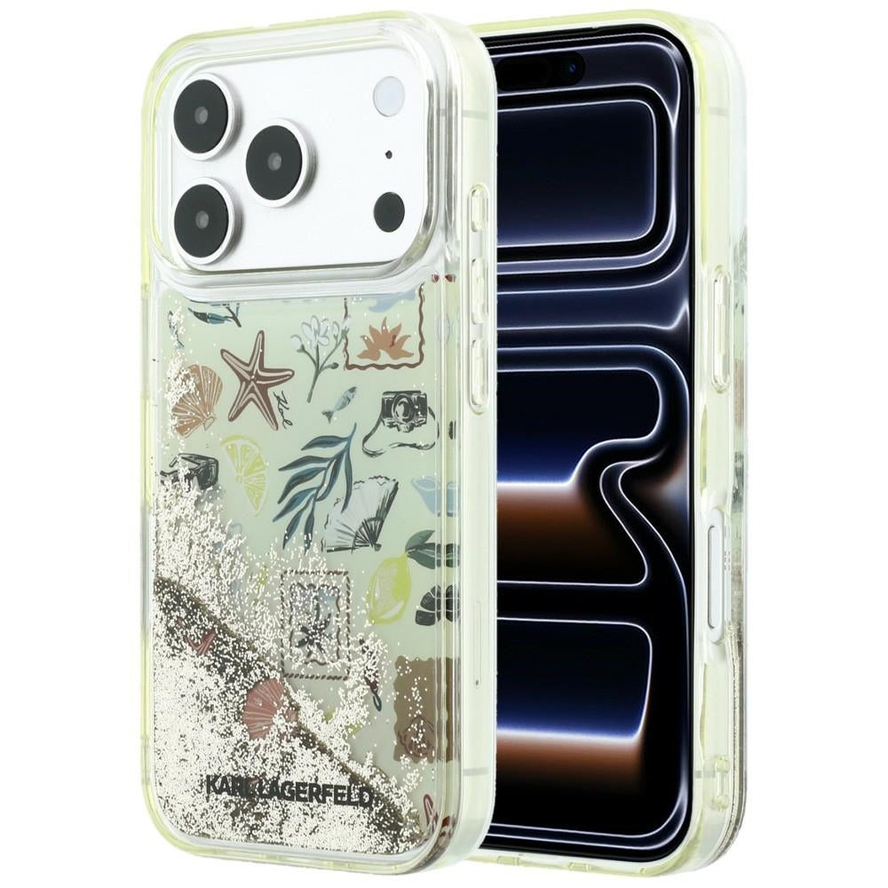 Custodia per Apple iPhone 18 Pro / 17 Pro, Karl Lagerfeld, Liquid Glitter Beach and Sand, Beige