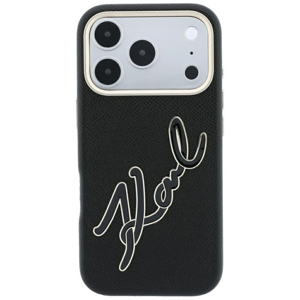 Custodia per Apple iPhone 18 Pro / 17 Pro, Karl Lagerfeld, Smooth Big Resin Signature Logo, Nera