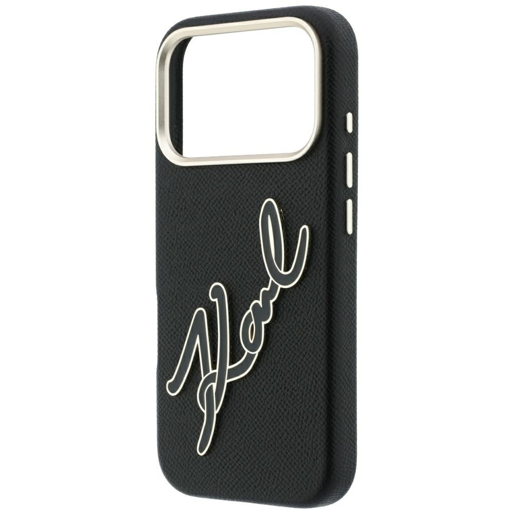 Custodia per Apple iPhone 18 Pro / 17 Pro, Karl Lagerfeld, Smooth Big Resin Signature Logo, Nera