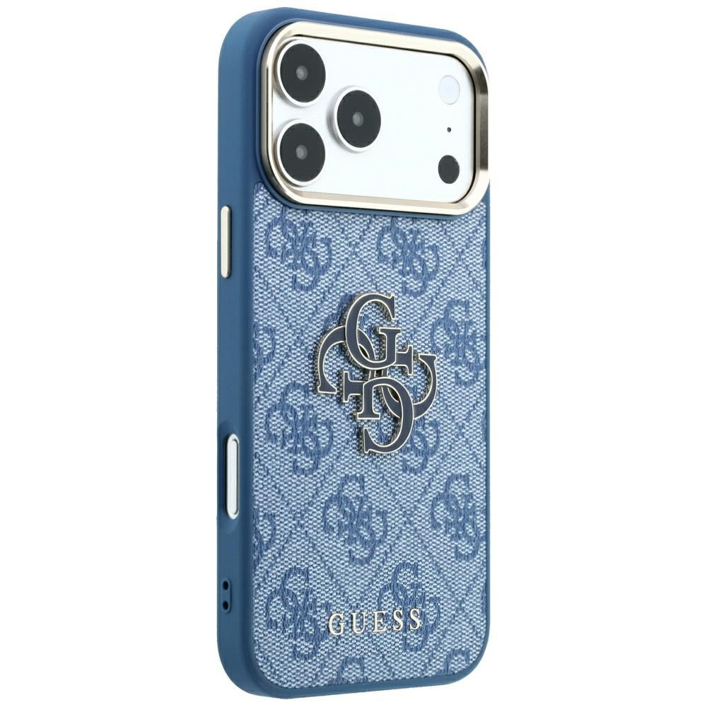 Custodia per Apple iPhone 18 Pro Max / 17 Pro Max, Guess, Logo 4G Grande in Resina, Blu