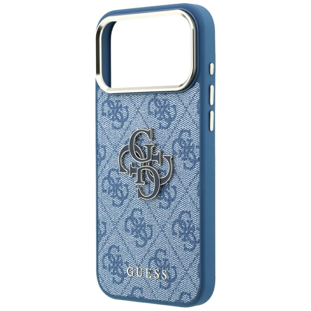 Custodia per Apple iPhone 18 Pro Max / 17 Pro Max, Guess, Logo 4G Grande in Resina, Blu