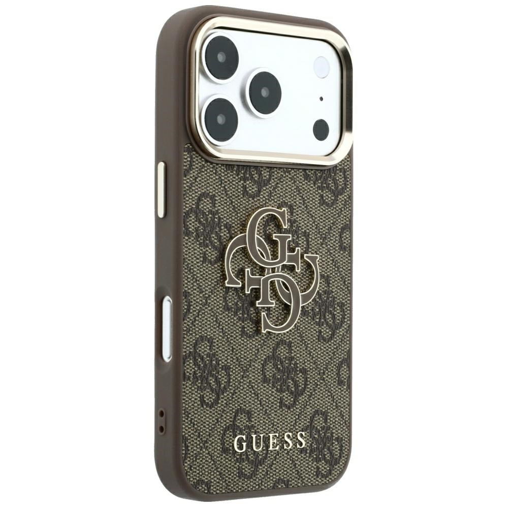 Custodia per Apple iPhone 18 Pro Max / 17 Pro Max, Guess, Logo 4G Grande in Resina, Marrone