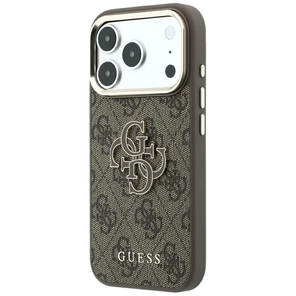 Custodia per Apple iPhone 18 Pro Max / 17 Pro Max, Guess, Logo 4G Grande in Resina, Marrone
