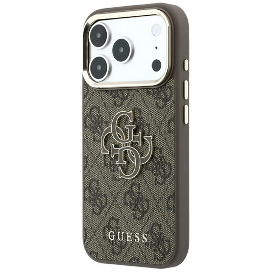 Custodia per Apple iPhone 18 Pro Max / 17 Pro Max, Guess, Logo 4G Grande in Resina, Marrone