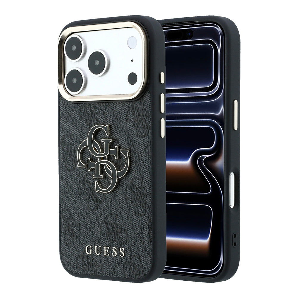 Custodia per Apple iPhone 18 Pro Max / 17 Pro Max, Guess, Logo 4G Grande in Resina, Nera