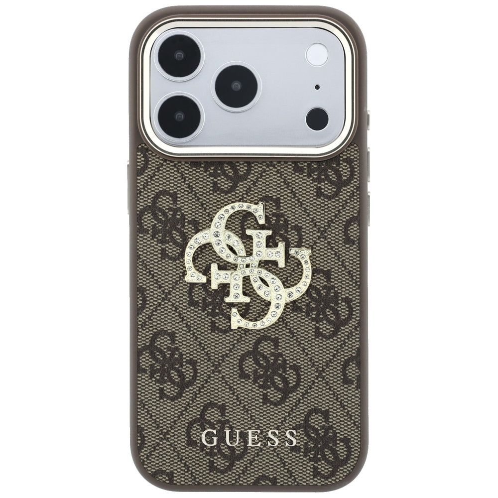 Custodia per Apple iPhone 18 Pro Max / 17 Pro Max, Guess, 4G Big Strass Logo, Marrone